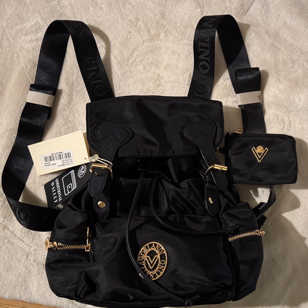 Valentino Black Travel Bag with Gold Details
